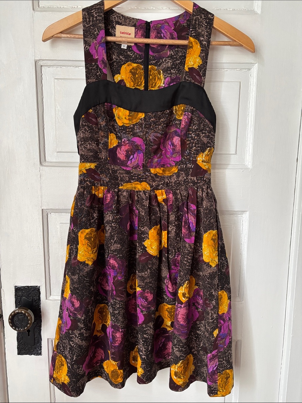 ANTHROPOLOGIE TWINKLE BY WENLAN SILK BLEND FLORAL CUTOUT DRESS